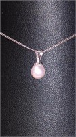 14K White Gold 6 mm Pearl 18” Chain