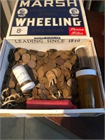Cigar Box of Unsearched Wheat Pennies