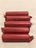 5 Rolls of Lincoln and Wheat Pennies