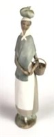 Tall Lladro Lady with Basket & Bag Figurine