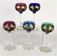 St. Louis Crystal Wine Stems with Gilt Accents