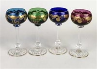 St. Louis Crystal Wine Stems with Gilt Accents