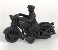 Cast Iron Police Officer on Motorcycle