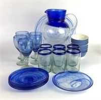 Assorted Blue Glassware & Bowls