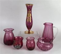Cranberry and Ruby Flashed Glassware