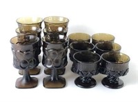 Vintage Brown Glass Footed Stemware