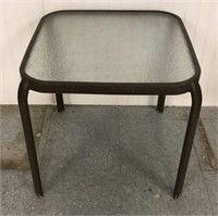 Metal and Tempered Glass Outdoor Side Table