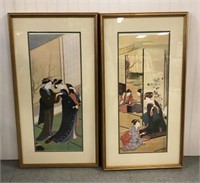 Framed Japanese Art in Gilt Frames