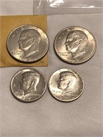 2 1971 Eisenhower Dollars and 2 Kennedy Halves