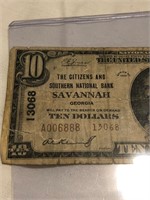 $10 Southern National Bank of Savanna Note