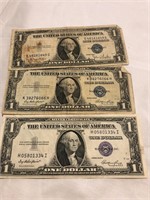 3 $1 Silver Certificates