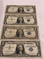 4 $1 Silver Certificates