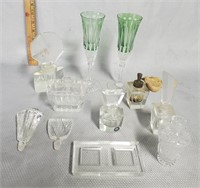 Crystal Perfume Bottles, Cut to Clear Stems