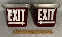 Art Deco Ruby Red Glass Exit Lights Signs