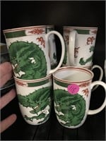 7 Fitz & Floyd Dragon Coffee Mugs