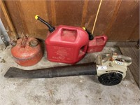 Echo Gas Blower and Three Gas Cans