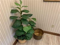 Artificial Tree & Brass Planter