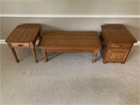 Three-Piece Oak Table Set