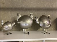 3 Metal Figural Chickens