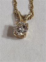 14K Yellow Gold Approx .35CT Diamond Necklace 1.75