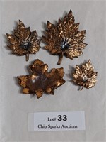 4 Pair Copper Leaf Pins