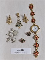 Christmas Items - Watch - Pins - Earrings