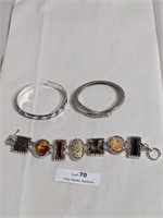 3 Silvertone Bracelets