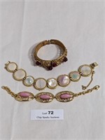 3 Gold Tone Bracelets Includes Monet