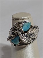 Sterling Turquoise Ring Sz 6  - 5.25g