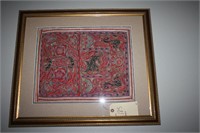Framed Chinese minority tribe, Miao, embroidery