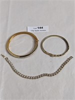 Gold Tone Rhinestone Bracelets