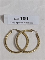 14K Gold Hoop Earrings 1 3/4in Round 3.7g
