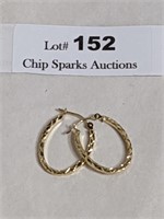 14K Gold Diamond Cut Hoop Earrings Jacmel Jem .79g