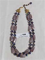 Trifari Art Glass Bead Double Strand Necklace