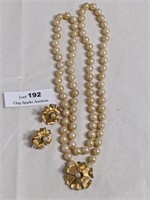 Vendome Faux Pearl Necklace and Earrings
