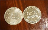 (2) One Ounce Silver Round: Sunshine Mint #1