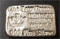 One Ounce Silver Bar: Monarch