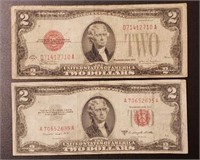 1928-F & 1953-B Red Seal $2 Notes