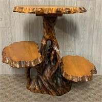 Artistic Burl 3-Tier Wood Table