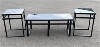 Black Glass Coffee Table w/ (2) End Tables