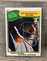 1977 Topps Record Breaker Jim Marshall #452 Card