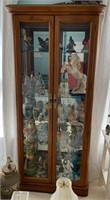Vintage Oak Curio w/ Glass Shelves