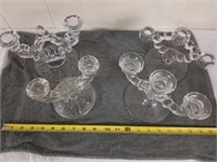 4 heavy glass candle stick holders