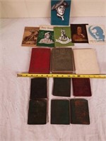 9 leather bound books & 6 small books