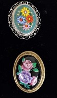2 Floral Brooches;