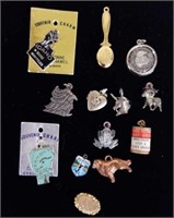 Vintage charms and collar pin