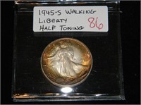 1945-S Walking Liberty Half Toning