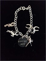 Sterling silver charm bracelet & charms