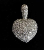 1.5" pave sterling silver heart
