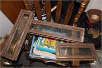 ANTIQUE LOT OF 3 WOODEN DOOR WINDOW PANES